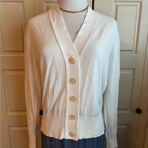J. Crew White Button-Up Cardigan